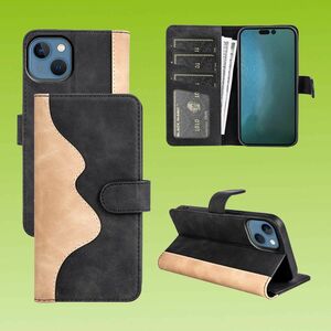Fr Apple iPhone 14 Design Handy Tasche Wallet Premium Schwarz Schutz Hlle Case Cover Etuis Neu Zubehr