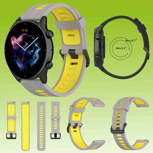 Fr Amazfit GTR 4 / GTS 4 Watch Uhr Kunststoff / Silikon Armband Ersatz Arm Band Ersatz Grau / Gelb