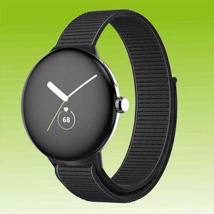 Fr Google Pixel Watch 1 + 2 Kunststoff / Nylon Design Armband Schwarz