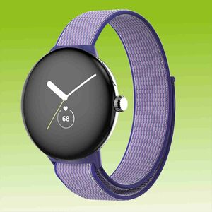 Fr Google Pixel Watch 1 + 2 Kunststoff Nylon Design Armband Blau/Lila
