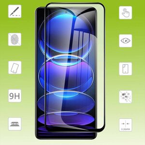 Fr Xiaomi Poco X5 Pro 5G / Xiaomi Redmi Note 12 Pro 5G / 12 Pro Plus 5G 5G 3D Premium 0,3 mm H9 Hart Glas Schwarz Folie Schutz Hlle Neu