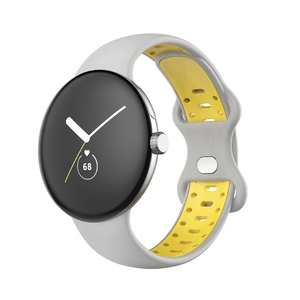 Fr Google Pixel Watch 1 + 2 Silikon Sport Armband Gre L Grau / Gelb