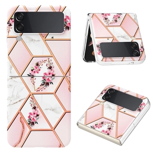 Fr Samsung Galaxy Z Flip4 Design Muster Kunststoff Hlle Schutz Cover Handy Tasche Muster / Motiv (rosa Blume) Hlle Etuis Muster