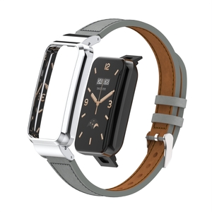 Fr Xiaomi Mi Band 7 Pro Stylisches Uhrenarmband mit Schnellverschluss Kunstlederarmband Ersatz Smart Uhr Smart Watch Grau