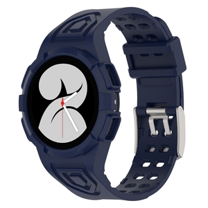 Fr Samsung Galaxy Watch 5 44mm Silikon Uhrenarmband mit integriertem Gehuse Dunkelblau Ersatz Armband Smart Uhr