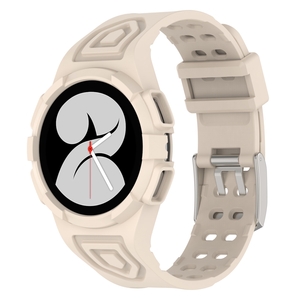 Fr Samsung Galaxy Watch 5 40mm Silikon Uhrenarmband mit integriertem Gehuse Creme Ersatz Armband Smart Uhr