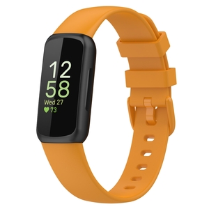 Fr Fitbit Inspire 3 Einfarbiges Silikon Uhrenarmband in der Gre S Gelb Ersatz Armband Smart Uhr