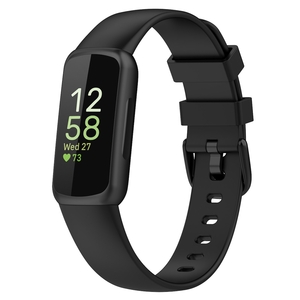 Fr Fitbit Inspire 3 Einfarbiges Silikon Uhrenarmband in der Gre L Schwarz Ersatz Armband Smart Uhr