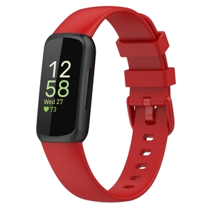 Fr Fitbit Inspire 3 Einfarbiges Silikon Uhrenarmband in der Gre L Rot Ersatz Armband Smart Uhr