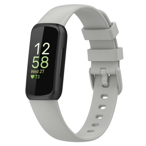 Fr Fitbit Inspire 3 Einfarbiges Silikon Uhrenarmband in der Gre L Grau Ersatz Armband Smart Uhr