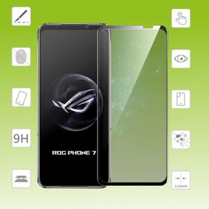 Fr Asus ROG Phone 7 / 7 Ultimate 2x 3D Premium 0,3 mm H9 Hart Glas Schwarz Folie Schutz Hlle Zubehr Neu