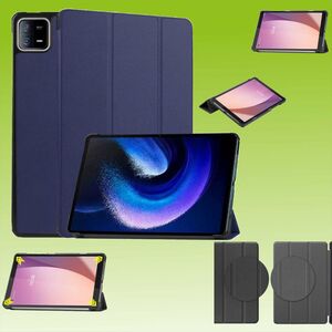 Fr Xiaomi Pad 6 / Pad 6 Pro 11 Zoll 3folt Wake UP Smart Cover Dunkelblau Tasche Etuis Hlle