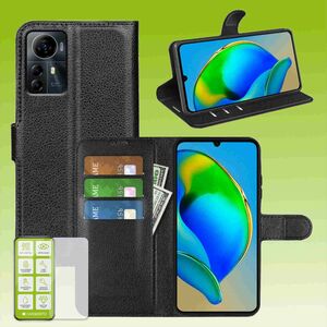 Fr ZTE Blade V41 Smart Produktset Handy Tasche Wallet + H9 Hart Glas Schutz Hlle Case Cover Etuis Neu Zubehr Schwarz