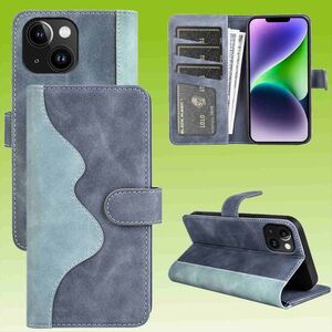 Fr Apple iPhone 15 Design Handy Tasche Wallet Premium Blau Schutz Hlle Case Cover Etuis Zubehr
