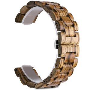 Fr Universal 20mm Style Holz Braun Ersatz Armband Smart Uhr Band