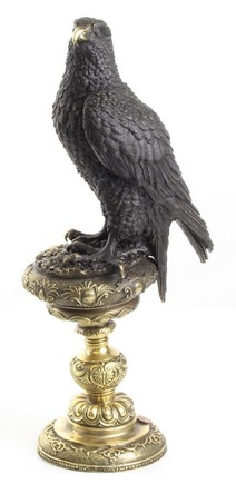 Casa Padrino Bronzefigur Adler Schwarz / Gold 13,3 x 18,9 x H. 42,6 cm - Luxus Dekoration