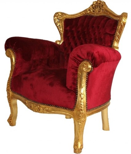 Casa Padrino Barock Sessel Lord Bordeauxrot / Gold 87 x 73 x H. 101 cm - Luxus Barock Mbel