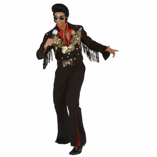 Elvis Kostm Rockstar Anzug schwarz fr Herren