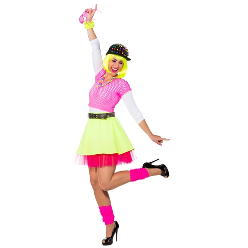 80er Jahre Kostm Rock mit Petticoat neonfarben fr Damen