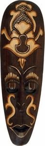 Maske BOGUS aus Holz, Gre 50 cm, Holz-Maske aus Bali, Wandmaske