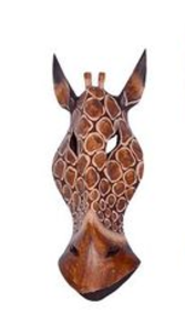 Maske Giraffe 30 cm, Holz-Maske aus Bali, Wandmaske