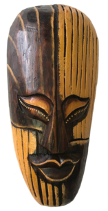 Maske Zauberer bemalt 20 cm, Holz-Maske aus Bali, Wandmaske