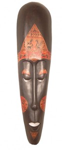 Lombok-Maske URAT aus Mahagoni 100 cm, Holz-Maske aus Bali, Wandmaske