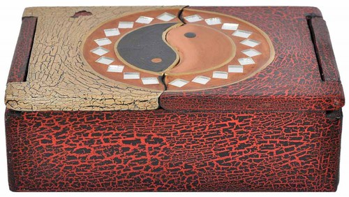 Schatulle aus leichten Albesia-Holz, handbemalt, Buddha oder Yin & Yang