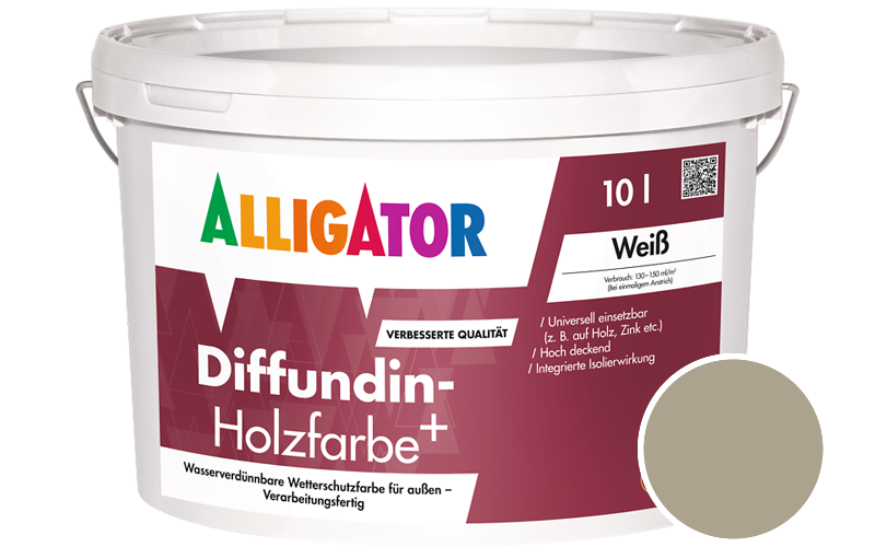 Alligator Diffundin-Holzfarbe+ 2,5L Getönt im Farbton RAL 1035 Perlbeige (ohne Perleffekt)