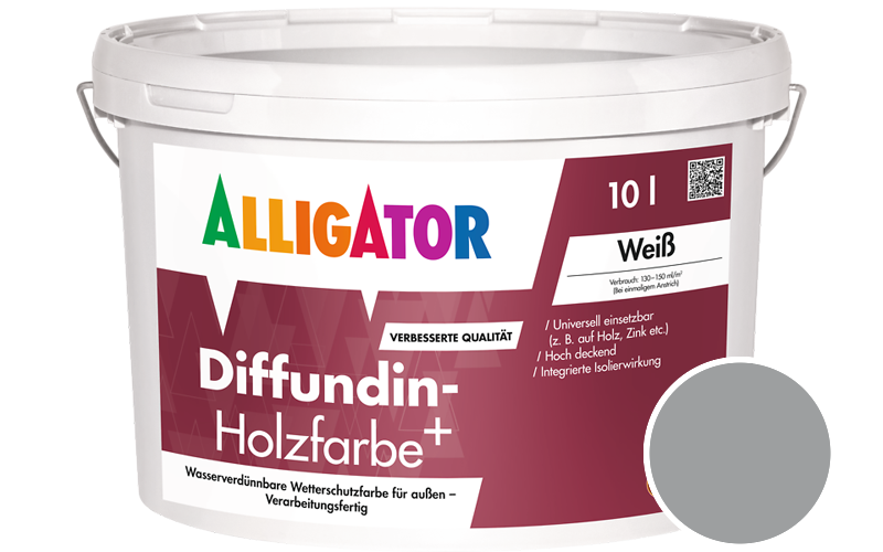 Alligator Diffundin-Holzfarbe+ 2,5L Getönt im Farbton RAL 9023 Perldunkelgrau (ohne Perleffekt)