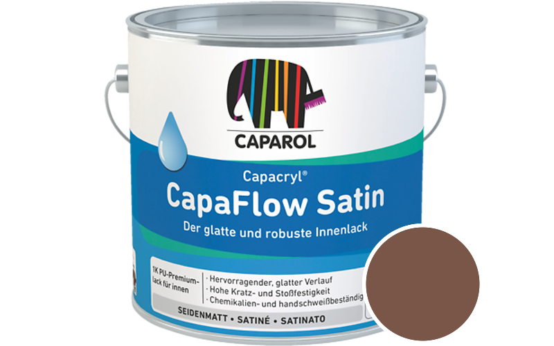 Caparol Capacryl CapaFlow Satin 750ml Acryl-Lack / Getnt im Farbton RAL 8002 Signalbraun