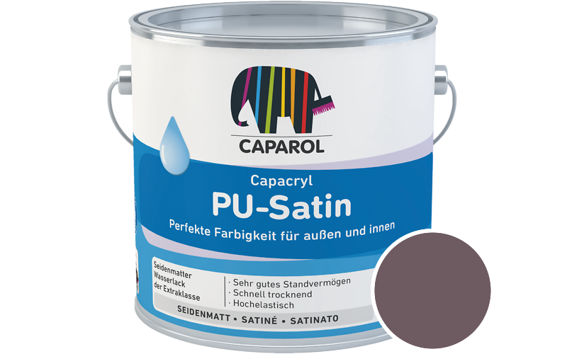 Caparol Capacryl PU-Satin 2,5L Acryl-Lack / Getnt im Farbton Flamenco 65