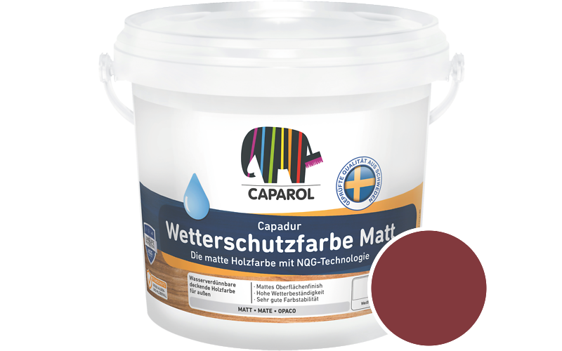 Caparol Capadur Wetterschutzfarbe Matt 2,5L Holzfarbe fr auen / Getnt im Farbton Barolo 95