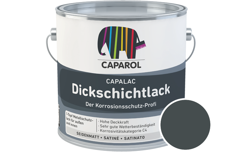 Caparol Capalac Dickschichtlack 750ml Lack / Getnt im Farbton RAL 7026 Granitgrau