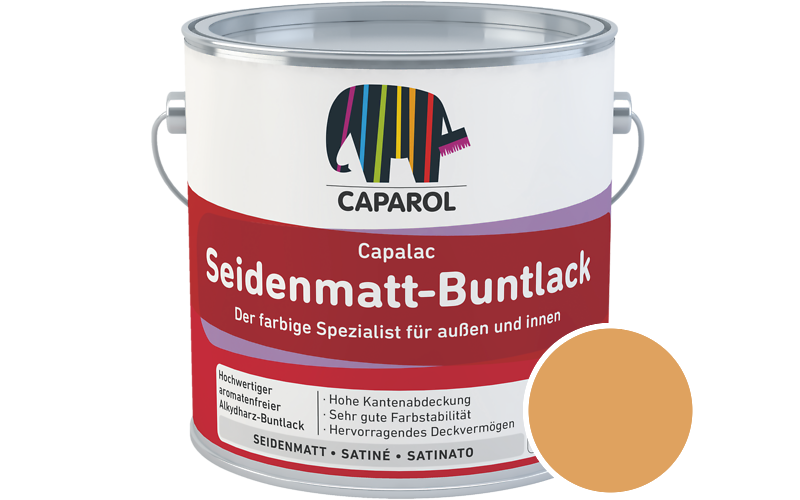 Caparol Capalac Seidenmatt-Buntlack 2,5L Lack / Getnt im Farbton Cognac 12