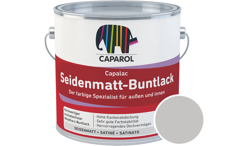 Caparol Capalac Seidenmatt-Buntlack 2,5L Lack / Getnt im Farbton Granit 50