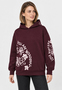 Kapuzenpullover Langarm Blumenprint Rippb�ndchen Casual