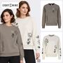 Stylischer Pullover Rundhals Blumenstickerei Langarm