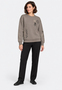 Stylischer Pullover Rundhals Blumenstickerei Langarm