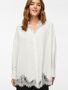 Stilvolle Bluse Langarm Knopfleiste Kentkragen Spitze