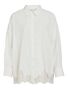 Stilvolle Bluse Langarm Knopfleiste Kentkragen Spitze