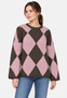 Kuschliger Strickpullover Rautenmuster Relaxed Fit