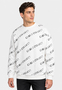 Bequemes Sweatshirt Alloverlogoprint Rippb�ndchen Rundhals