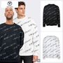 Bequemes Sweatshirt Alloverlogoprint Rippb�ndchen Rundhals