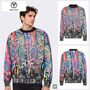 Sweatshirt Alloverprint Gerippter Kragen Lange �rmel