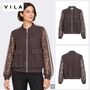 Bomberjacke Florale Spitze Baseballkragen Pattentaschen