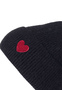 Faera Strickm�tze Beanie Umschlag Herzapplikation Rippstruktur