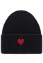 Faera Strickm�tze Beanie Umschlag Herzapplikation Rippstruktur