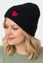 Faera Strickm�tze Beanie Umschlag Herzapplikation Rippstruktur
