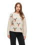 VILA Strickpullover Rentiermotive Rundhals Bommeln Langarm